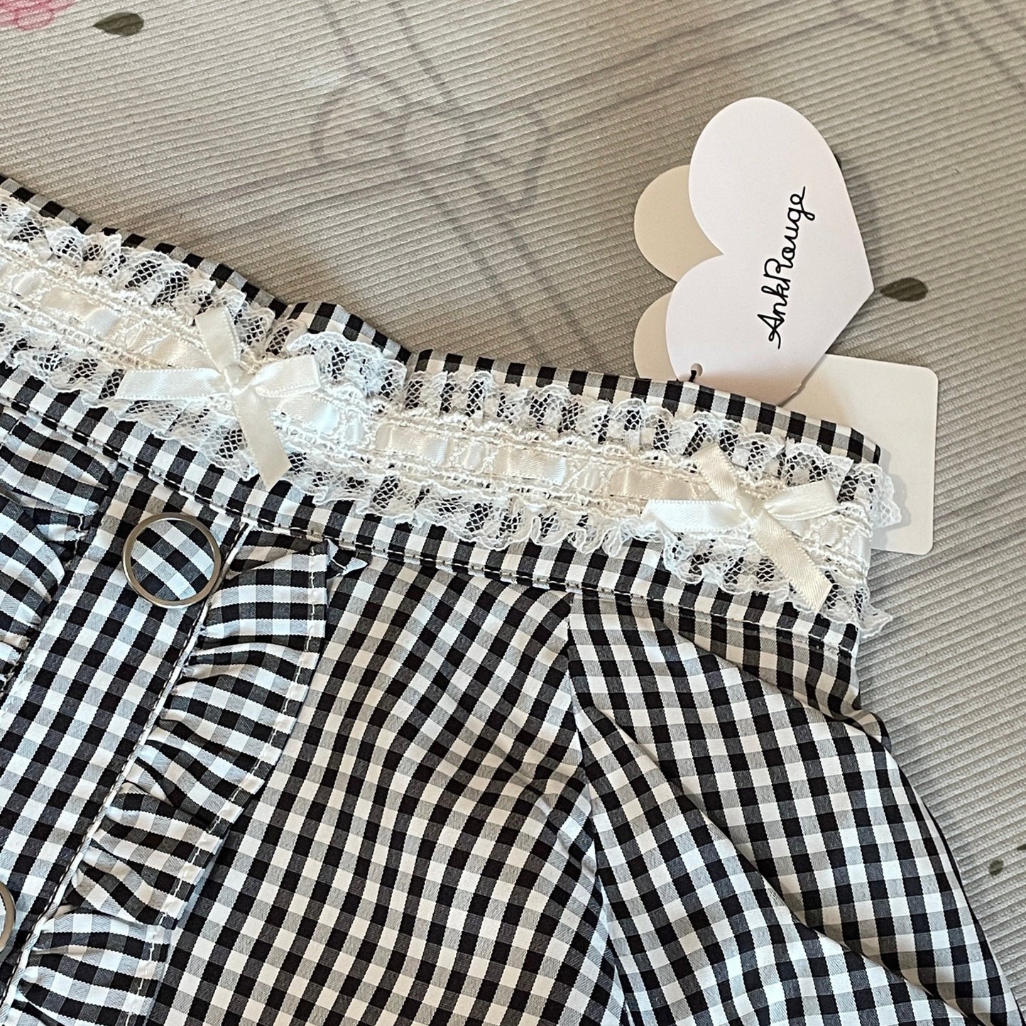 Ank Rouge Black & White Gingham Ruffle Skort Kawaii J-fashion5