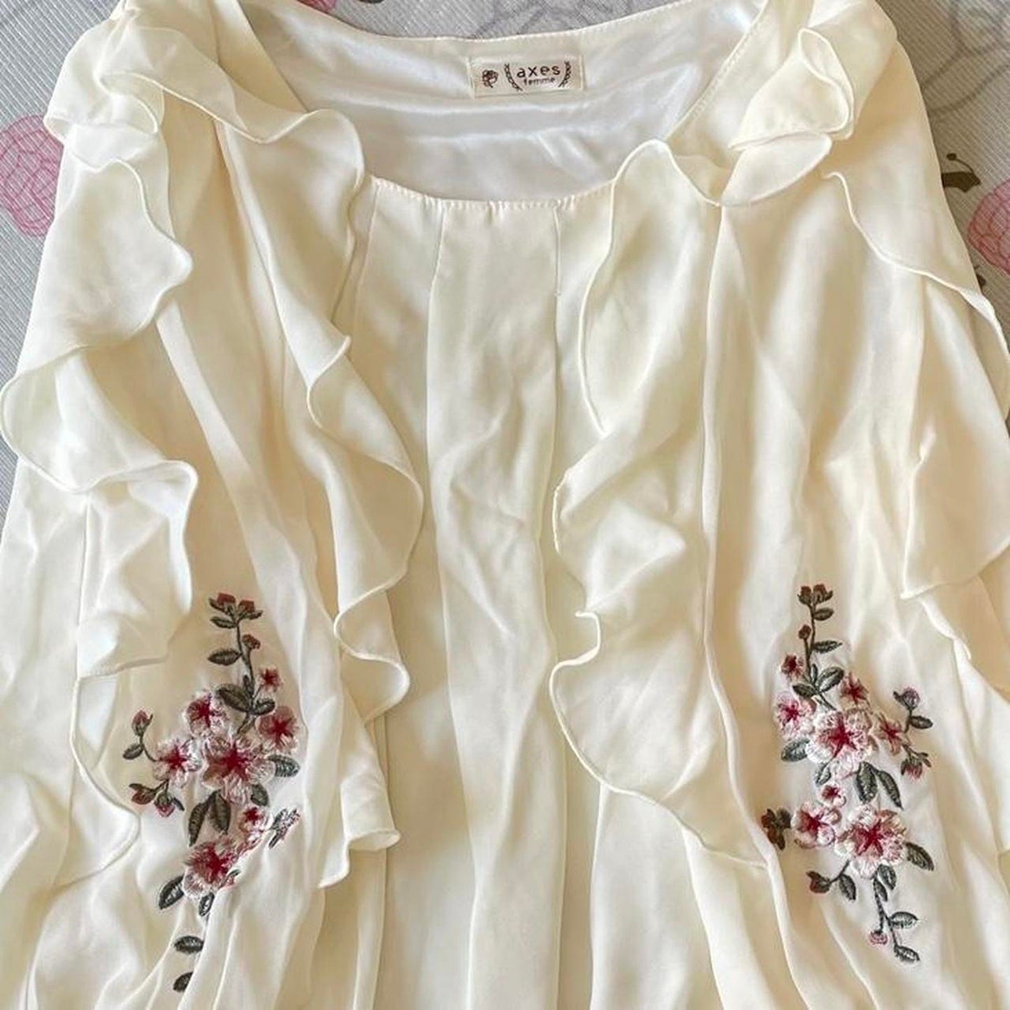 Axes Femme ruffle sleeve floral embroidery blouse 6