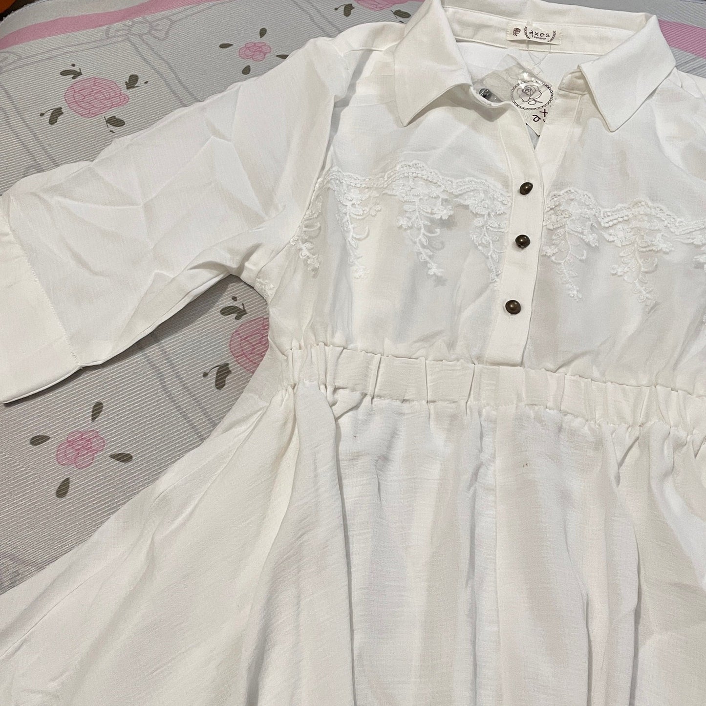 Axes Femme shirt dress ivory lace-detail – sweet romantic jfashion5