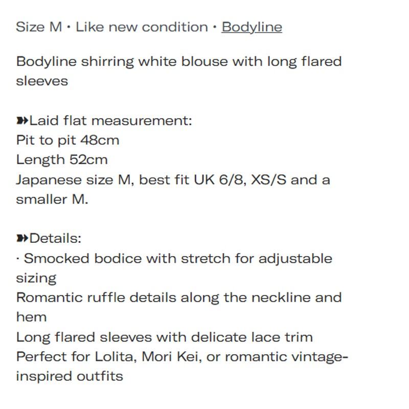 Bodyline shirring white blouse with long flared sleeves 6