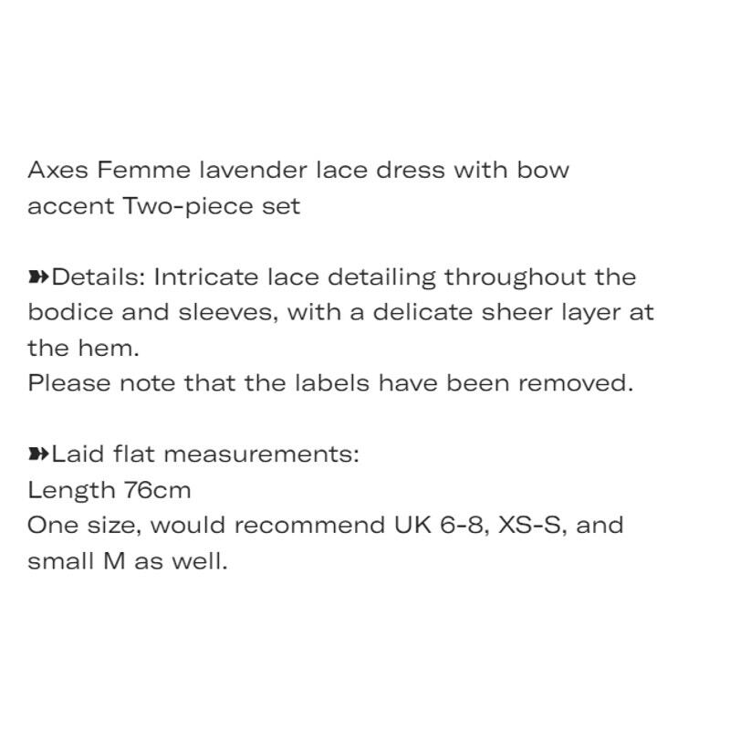Axes Femme lavender lace dress with bow accent Two-piece set 7