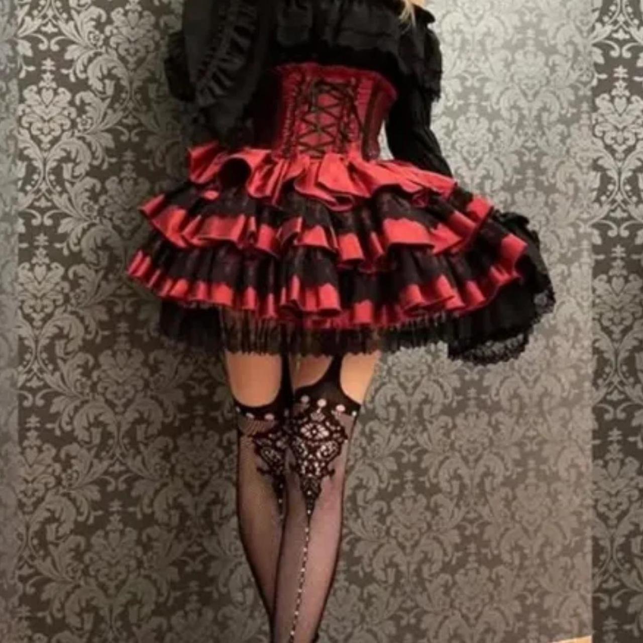 Atelier Pierrot Gothic Red & Black Tiered High Corset Mini Skirt Free size7