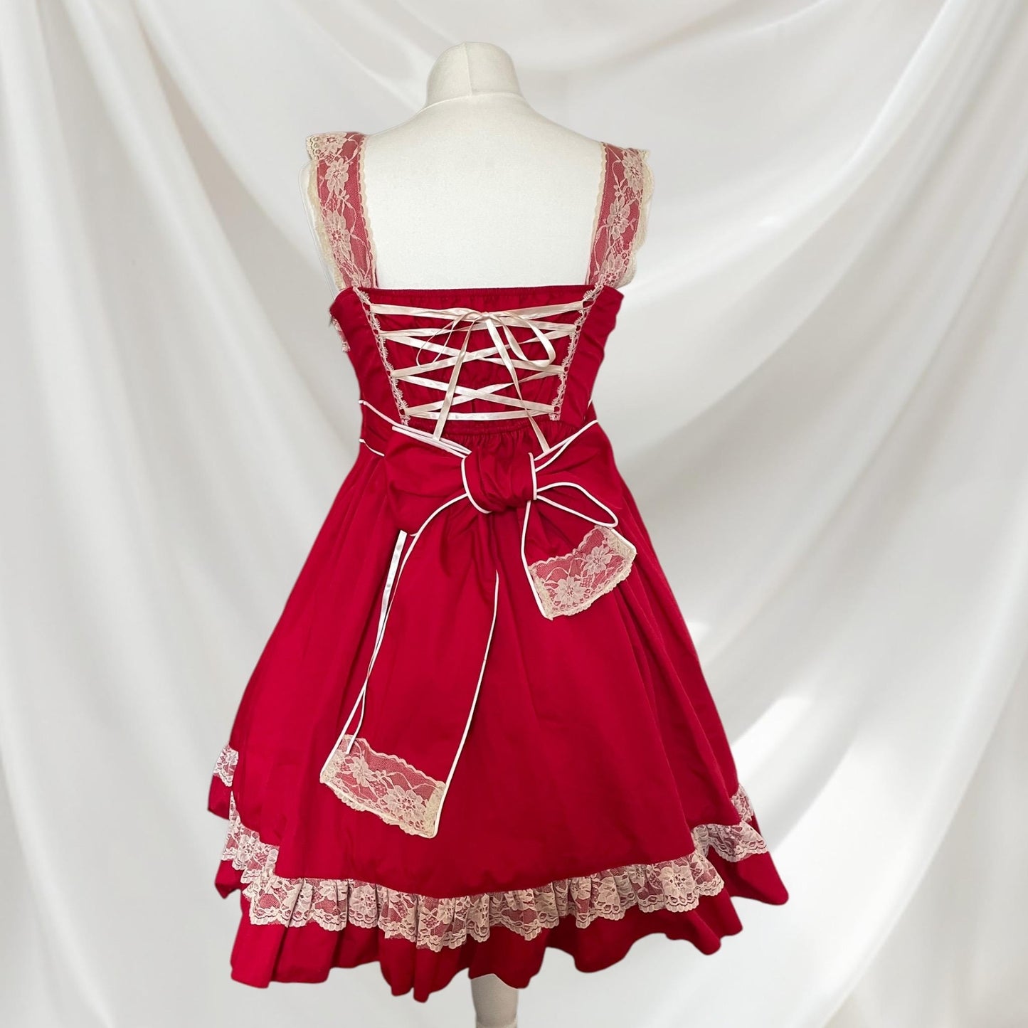 Bodyline red lace lolita dress – classic sweet lolita jsk with bows  jp size M2