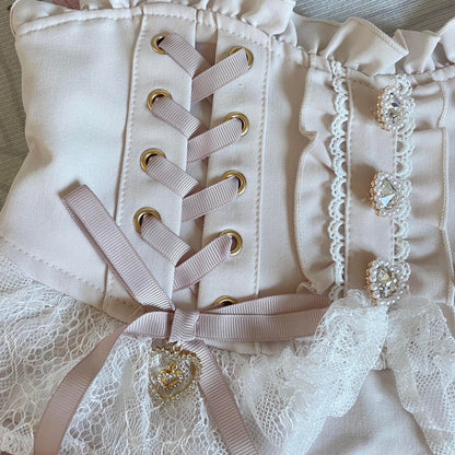 Liz Lisa lace-up corset skirt – dreamy himekaji style with shorts underneath3