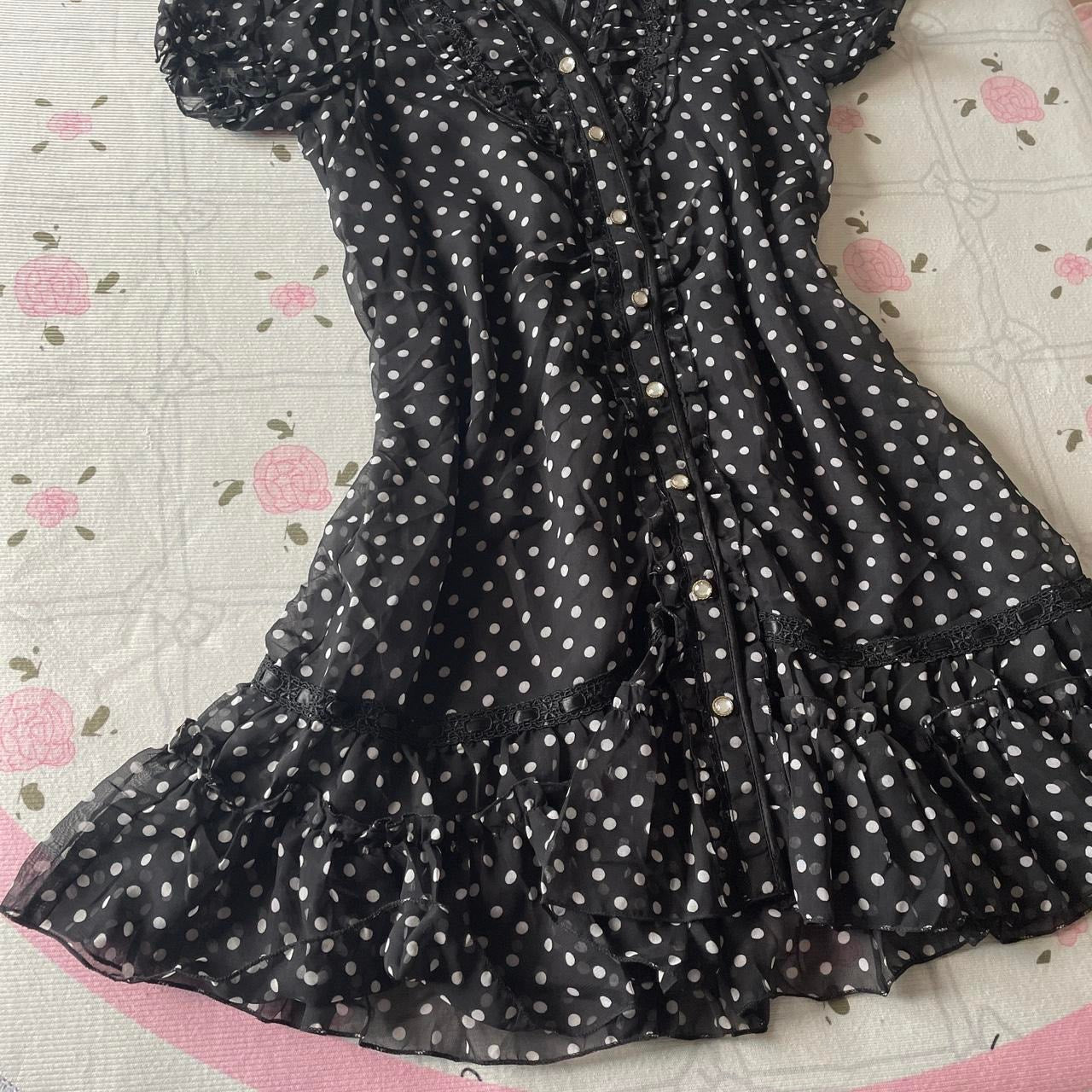 Axes femme black polka dot ruffle dress3