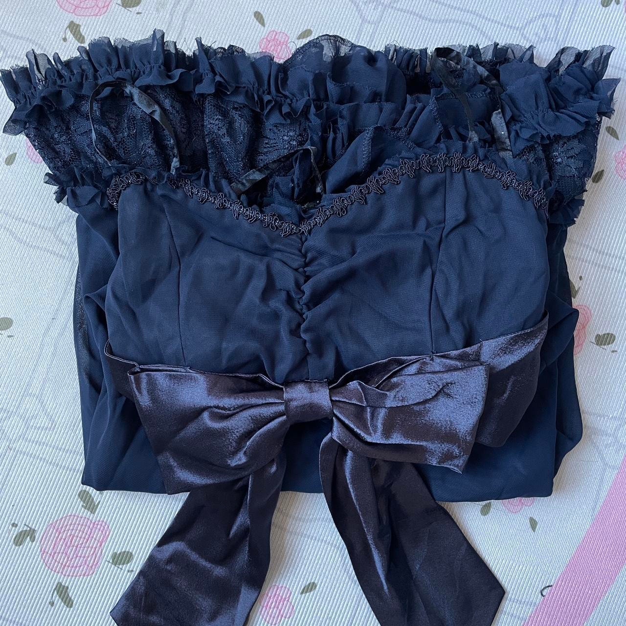 Navy blue sleeveless dress with lace trim – vintage lolita style by axes femme7