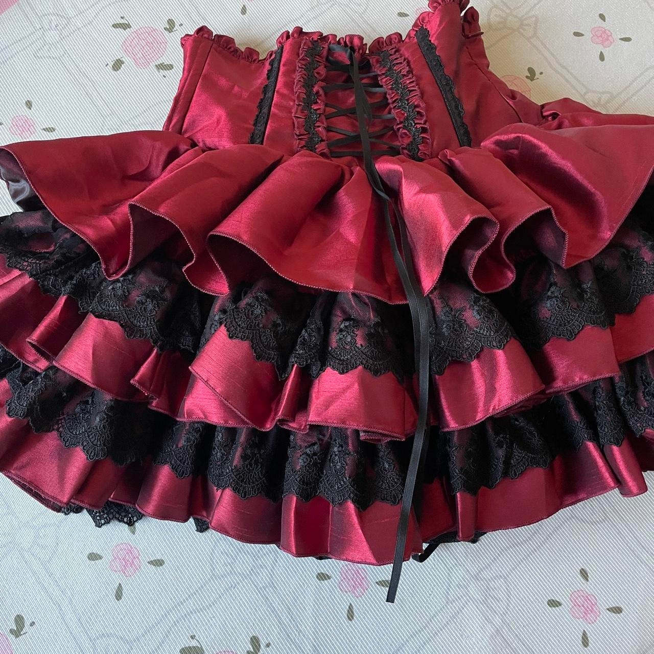 Atelier Pierrot Gothic Red & Black Tiered High Corset Mini Skirt Free size3