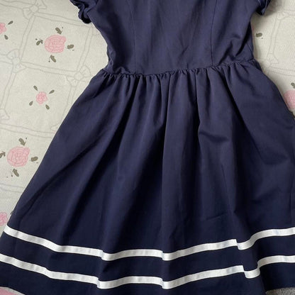 Ank Rouge Navy Sailor Dress with Embroidered Collar5
