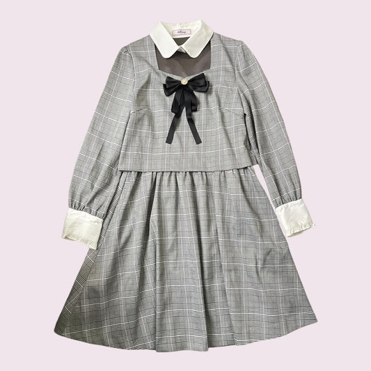 Ank Rouge plaid long-sleeve dress with peter pan collar Jfashion0