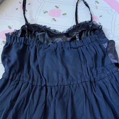 Navy blue sleeveless dress with lace trim – vintage lolita style by axes femme6