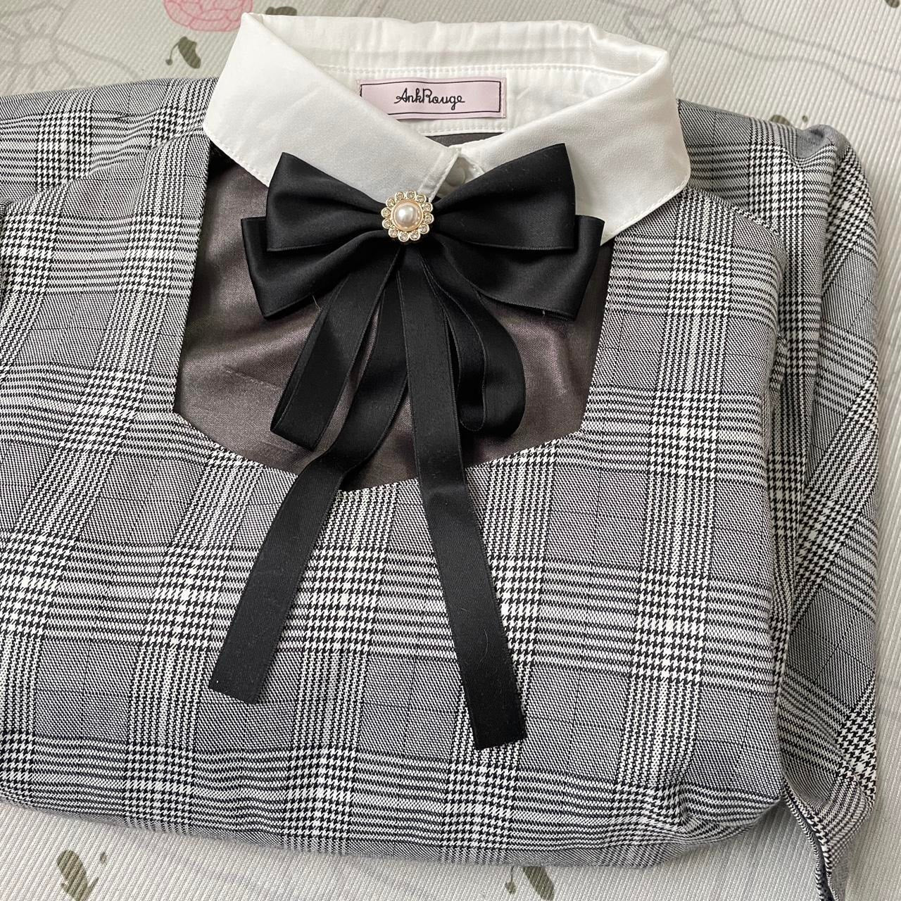 Ank Rouge plaid long-sleeve dress with peter pan collar Jfashion6