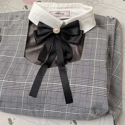 Ank Rouge plaid long-sleeve dress with peter pan collar Jfashion6