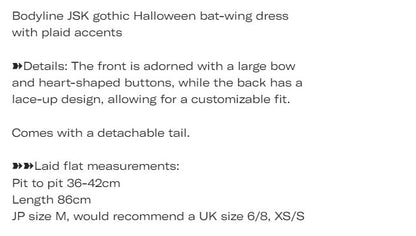 Bodyline JSK gothic Halloween bat-wing dress with plaid accents JP size M8