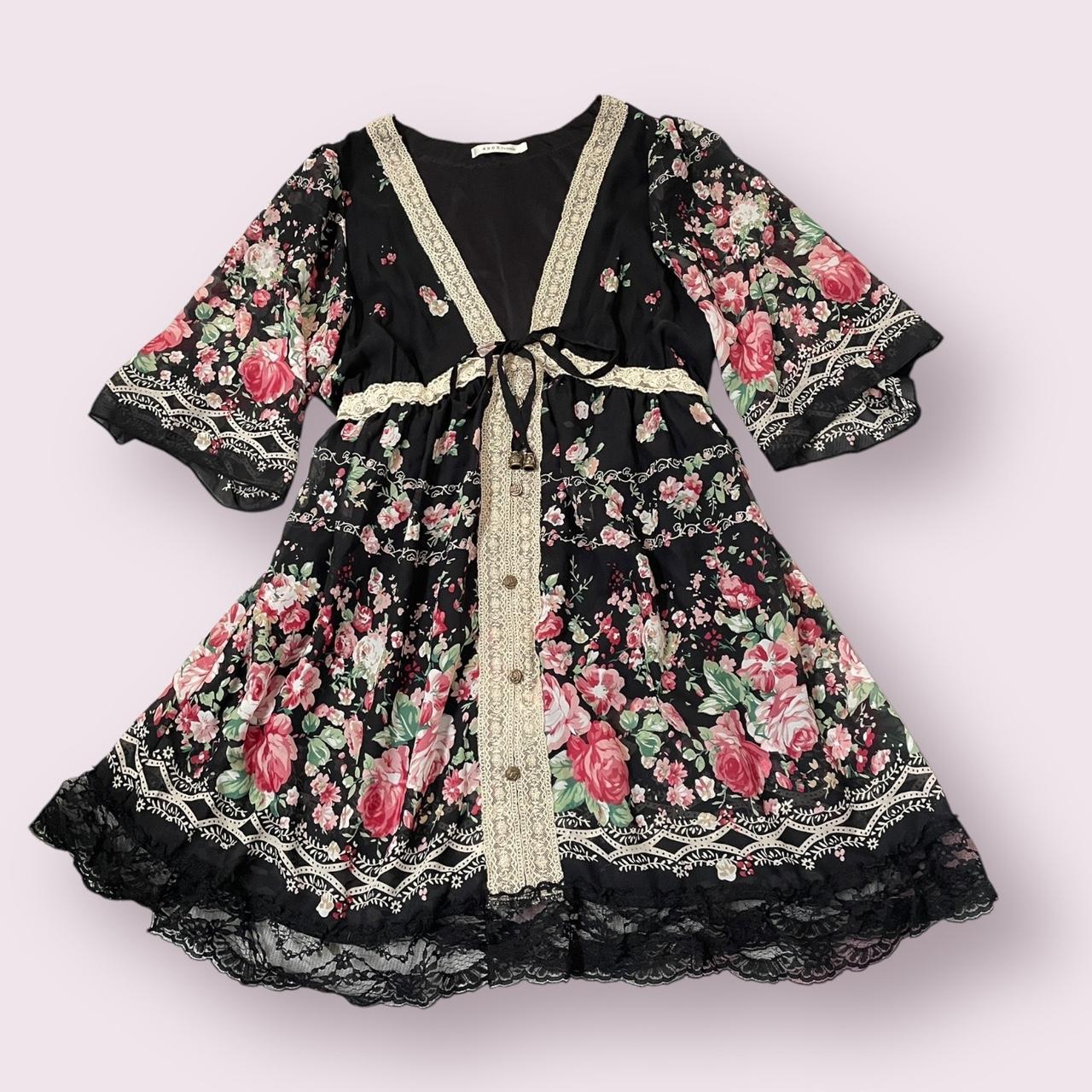 Japanese brand Axes Femme floral lace bohemian dress0