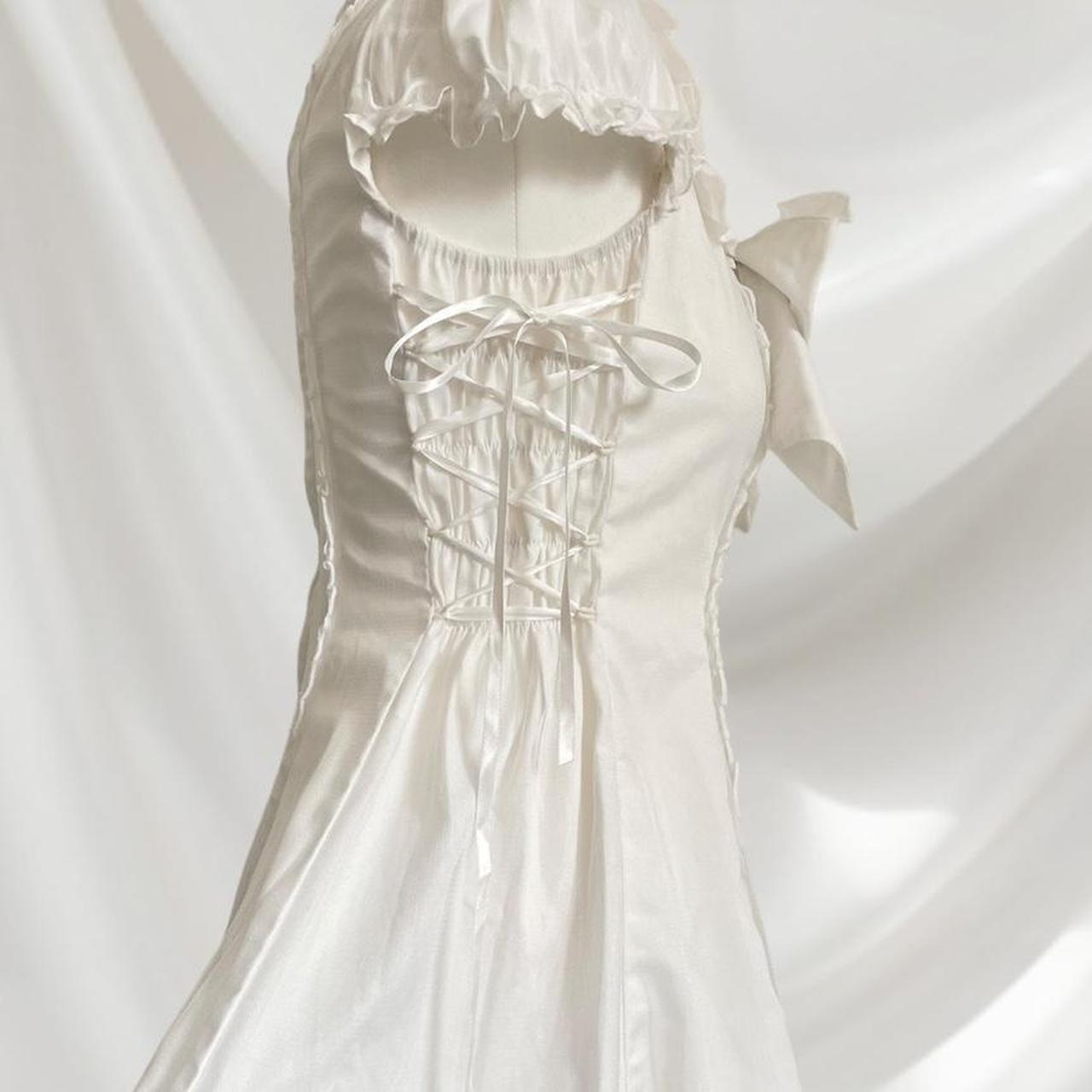 Bodyline white dress with a bow and crosstie detail Japanese brand 100% cotton5