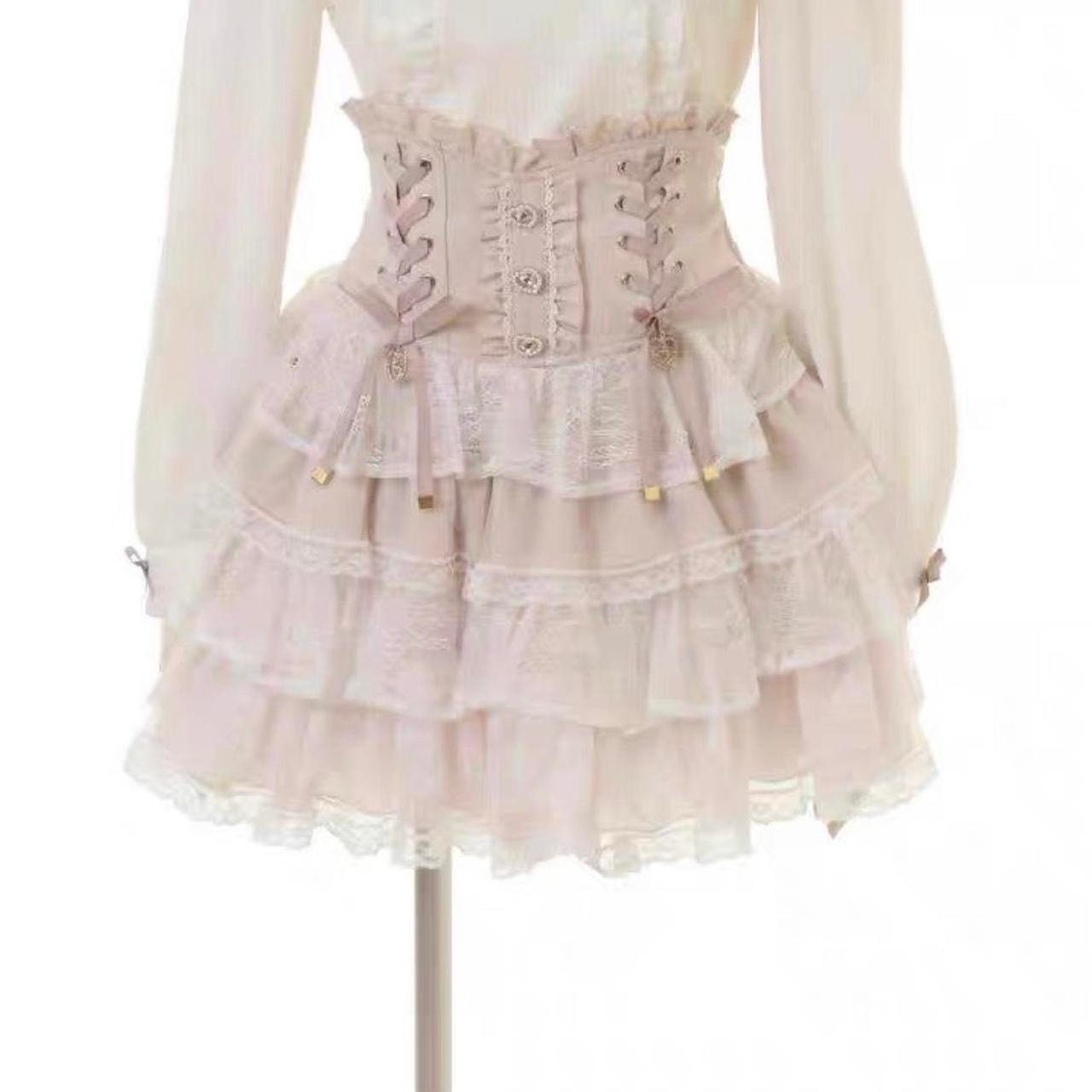 Liz Lisa lace-up corset skirt – dreamy himekaji style with shorts underneath0
