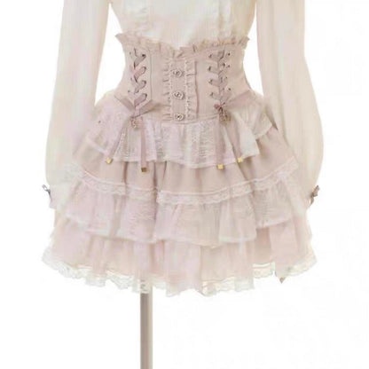 Liz Lisa lace-up corset skirt – dreamy himekaji style with shorts underneath0