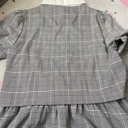 Ank Rouge plaid long-sleeve dress with peter pan collar Jfashion5