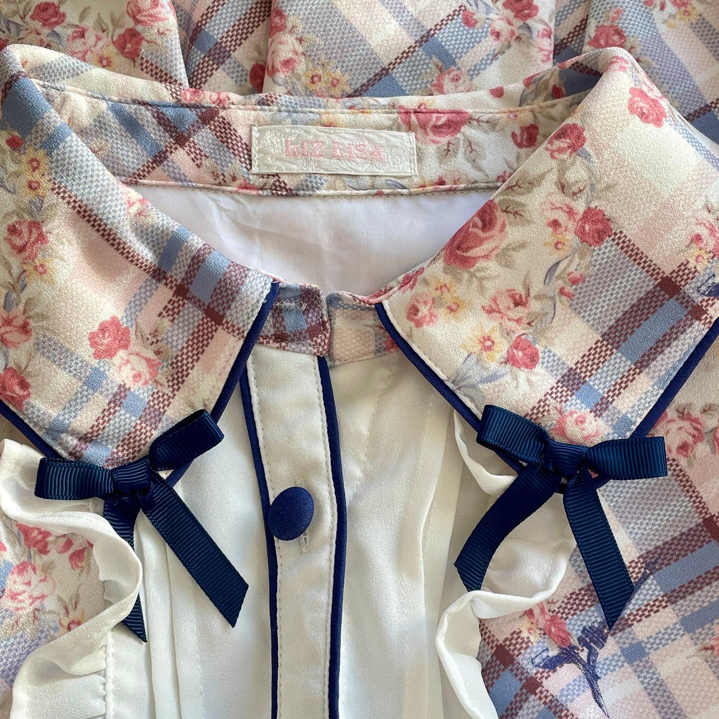 Liz Lisa romantic floral plaid short-sleeve dress4