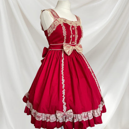 Bodyline red lace lolita dress – classic sweet lolita jsk with bows  jp size M0