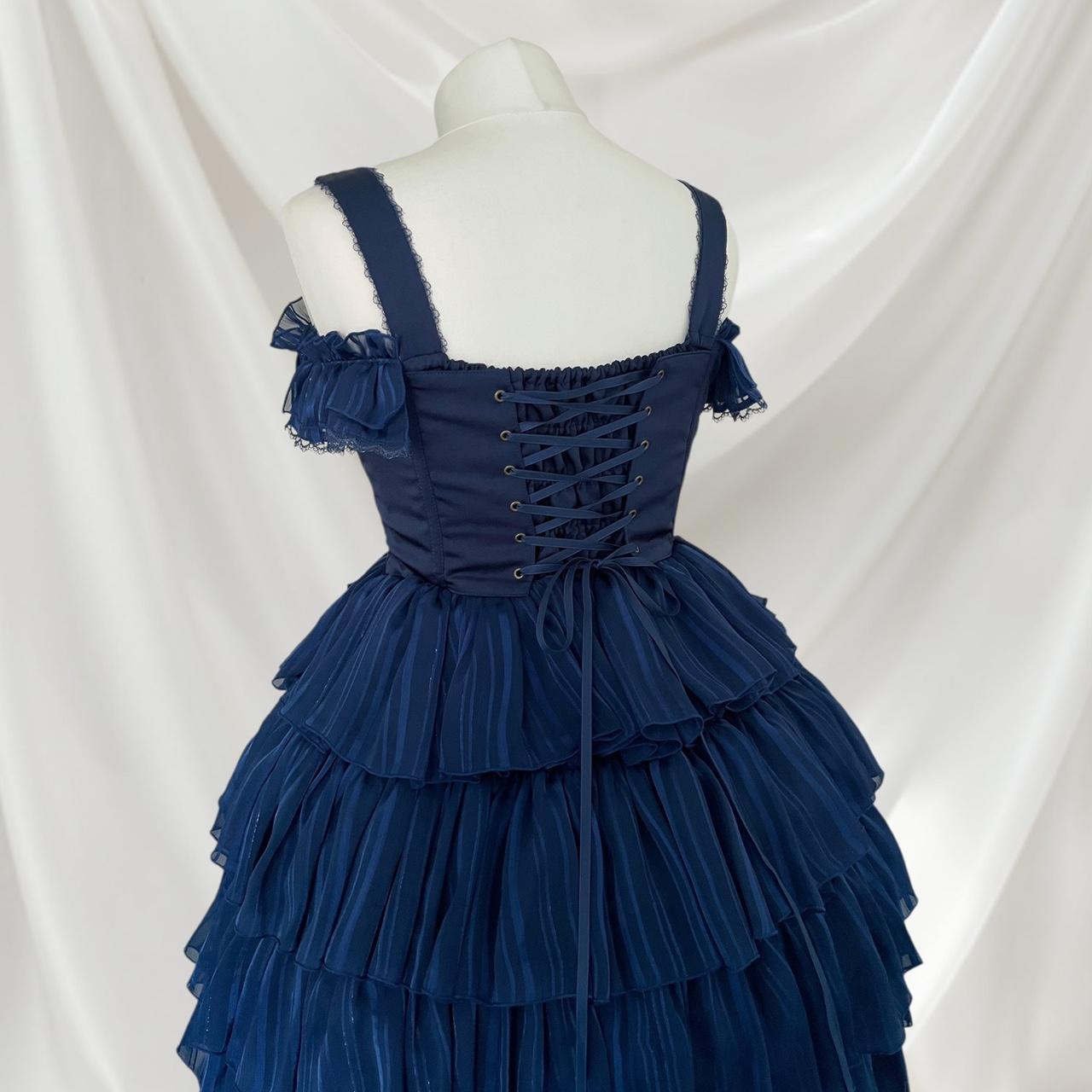 Atelier Pierrot shiny chiffon corset jsk navy tiered lolita dress3