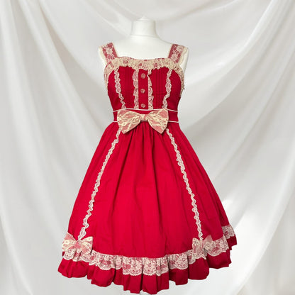 Bodyline red lace lolita dress – classic sweet lolita jsk with bows  jp size M4
