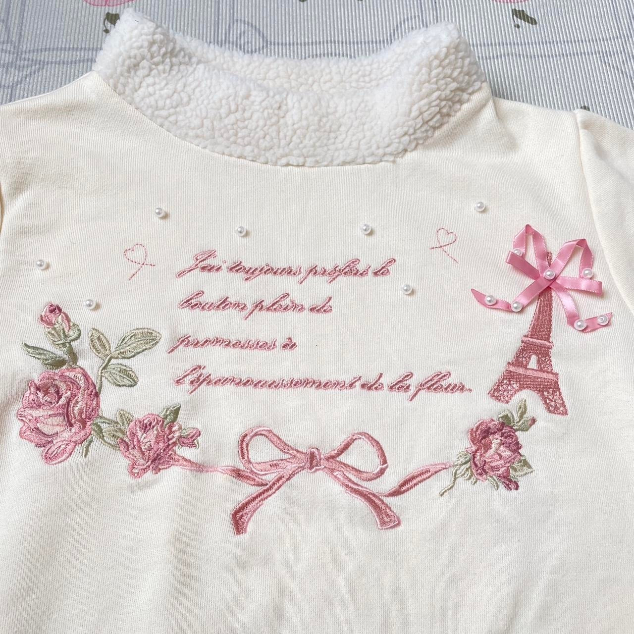 Liz Lisa white long sleeve top with pears embroidered floral and bow details2