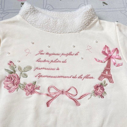 Liz Lisa white long sleeve top with pears embroidered floral and bow details2