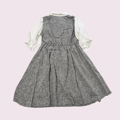Jirai Kei dress faux-two-piece dress – tweed pinafore look Jfashion1