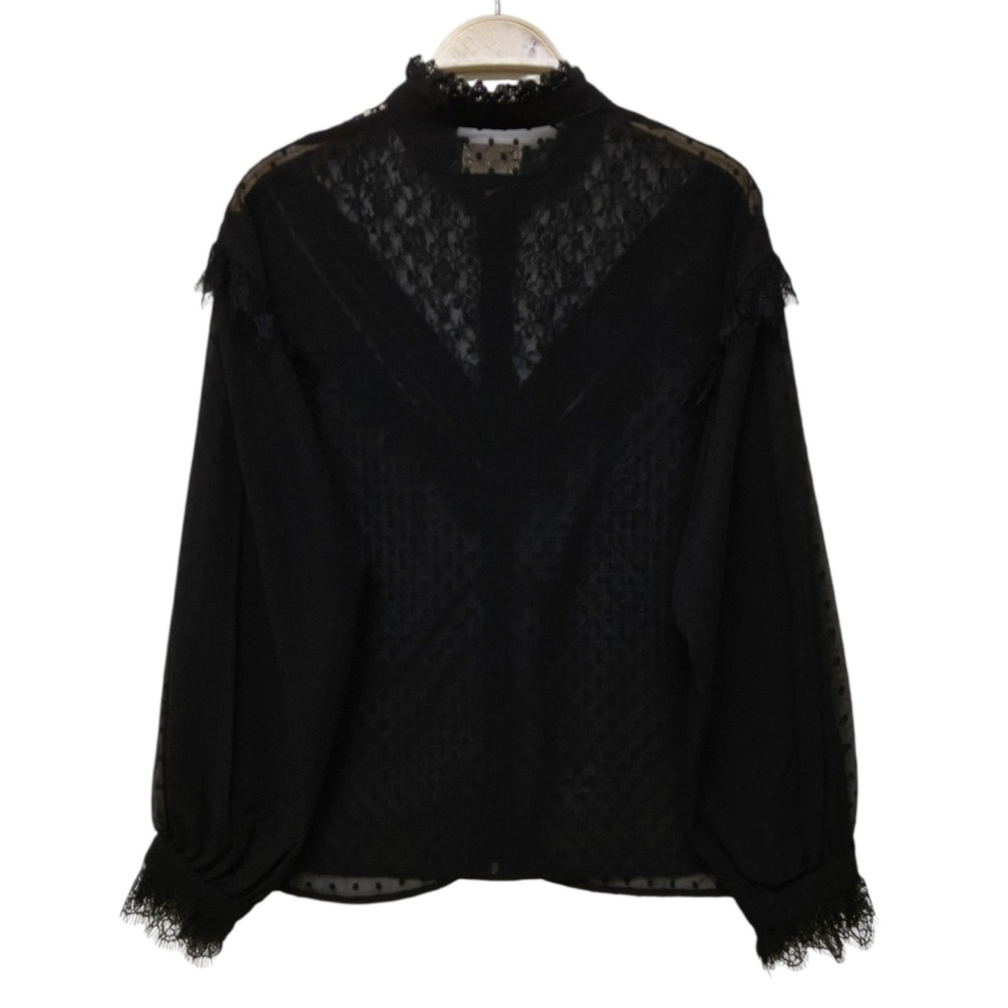 Axes Femme black sheer lace blouse – elegant gothic, romantic vintage jfashion1