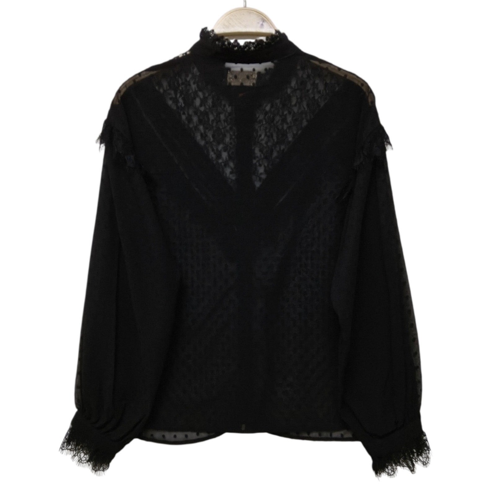 Axes Femme black sheer lace blouse – elegant gothic, romantic vintage jfashion1