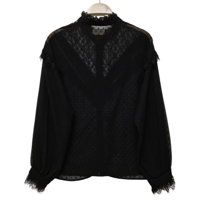 Axes Femme black sheer lace blouse – elegant gothic, romantic vintage jfashion1