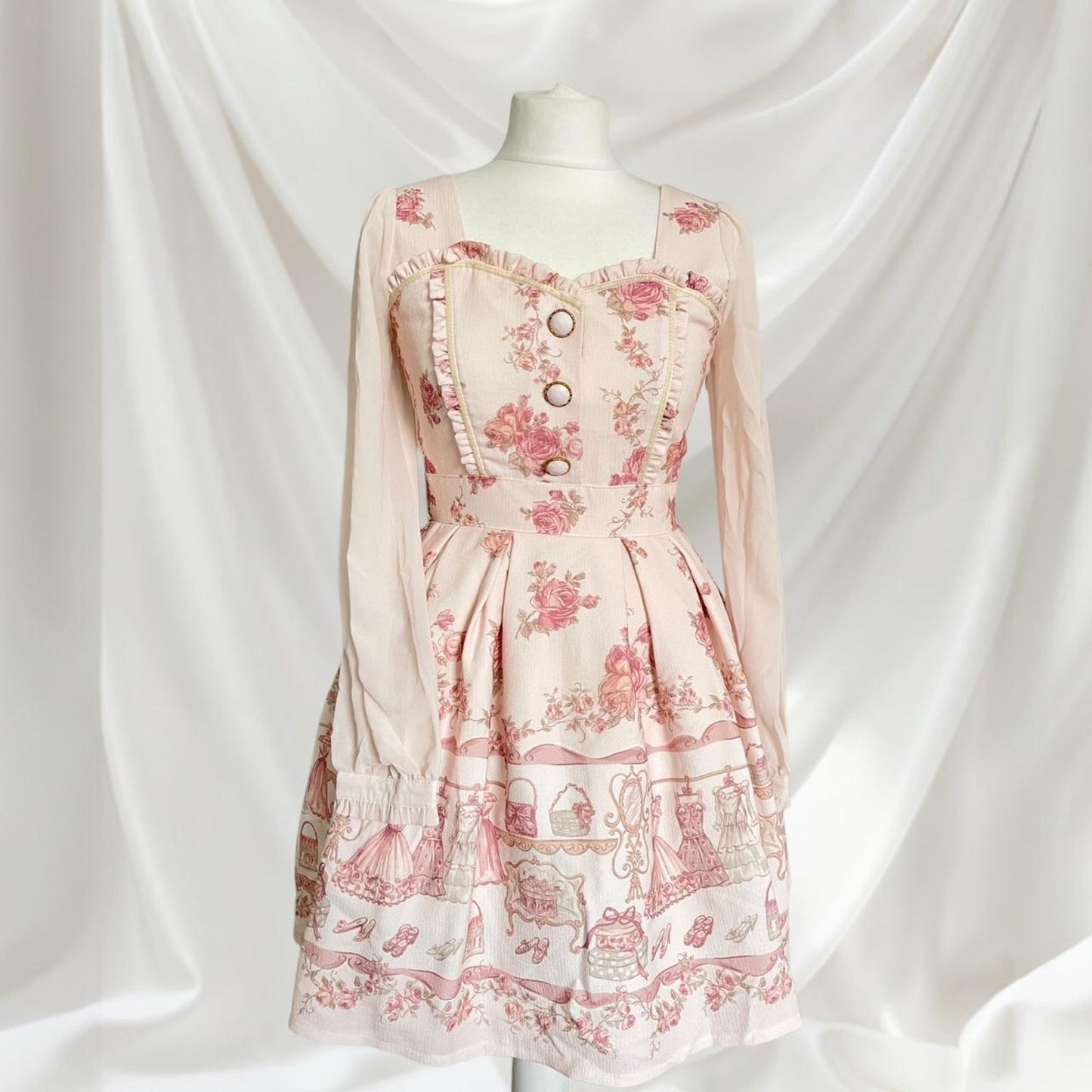 Liz Lisa romantic pink floral & tea party print dress1