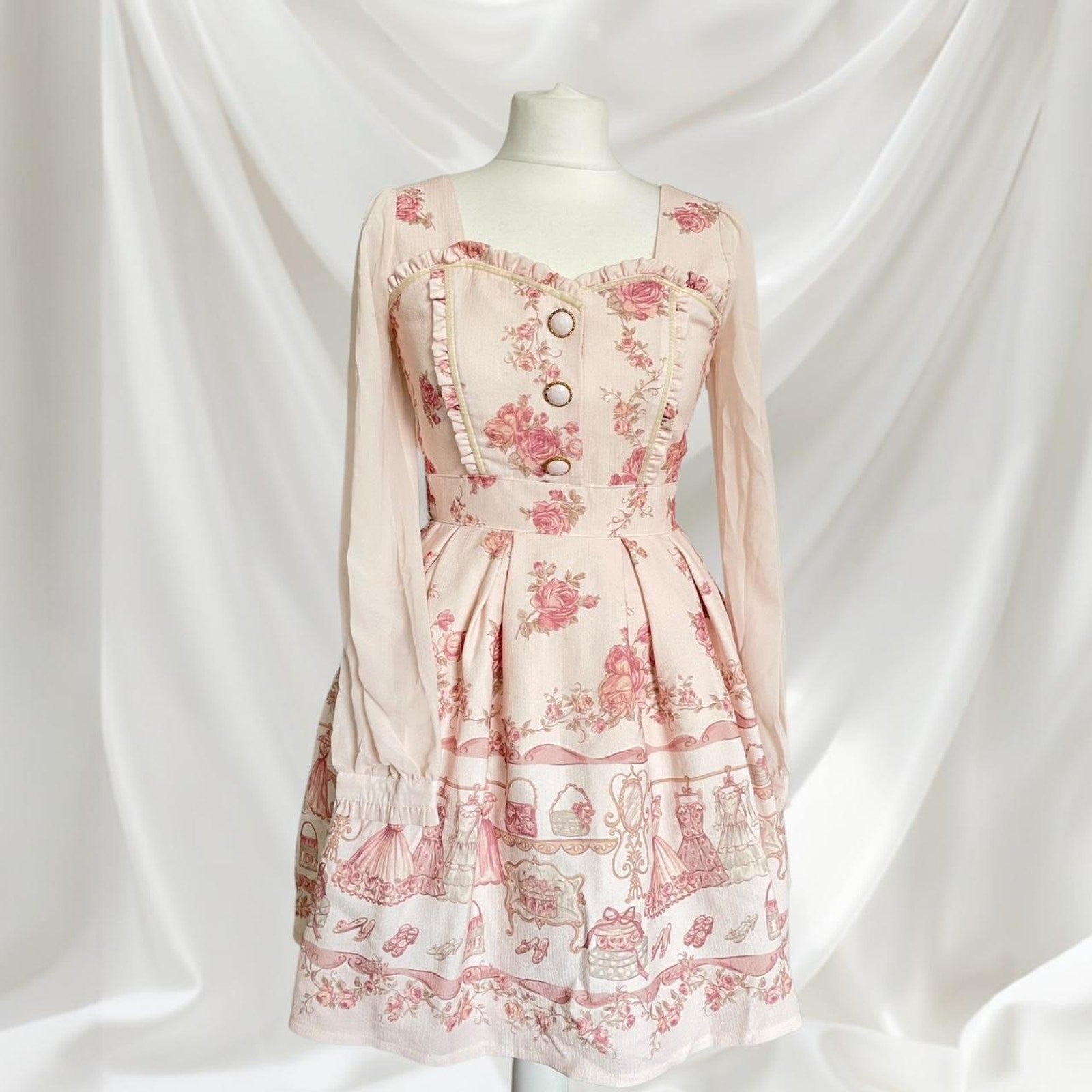 Liz Lisa romantic pink floral & tea party print dress1