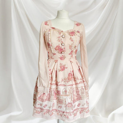 Liz Lisa romantic pink floral & tea party print dress1