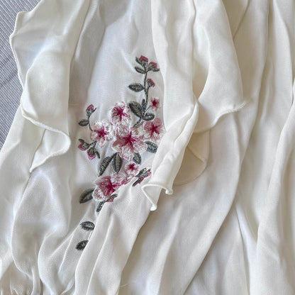 Axes Femme ruffle sleeve floral embroidery blouse 4