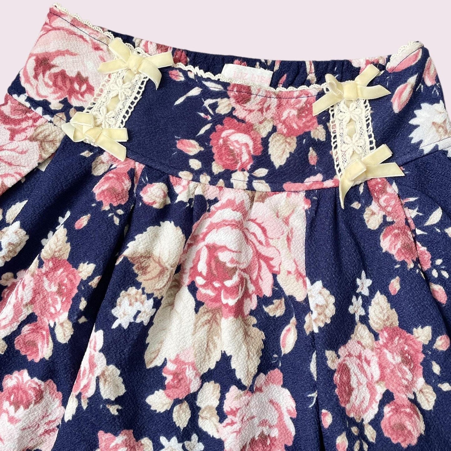 Liz Lisa navy floral mini skirt - sweet and feminine-Lolita aesthetic Jfashion2