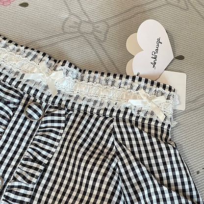 Ank Rouge Black & White Gingham Ruffle Skort Kawaii J-fashion5