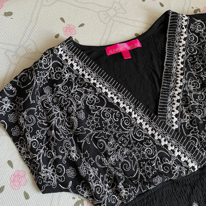 Japanese Vintage Black Embroidered Top2
