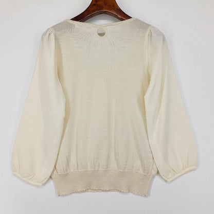 Japanese vintage ivory chiffon blouse with ruffled front detail2