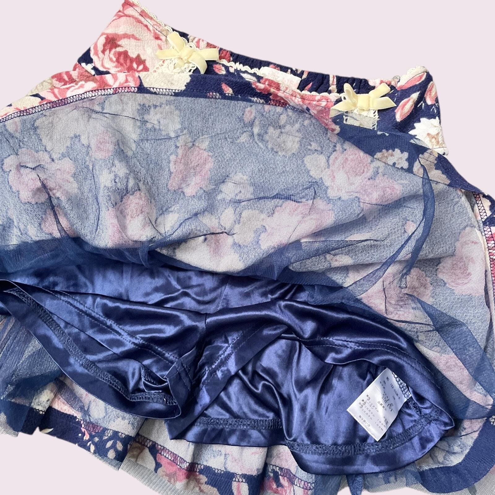 Liz Lisa navy floral mini skirt - sweet and feminine-Lolita aesthetic Jfashion3