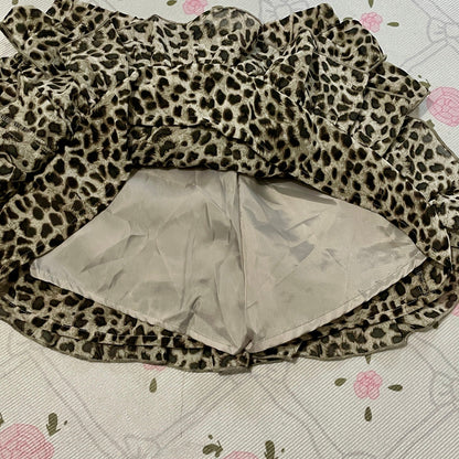 y2k style skirt GRL leopard ruffle mini skirt – tiered frill cute girly3