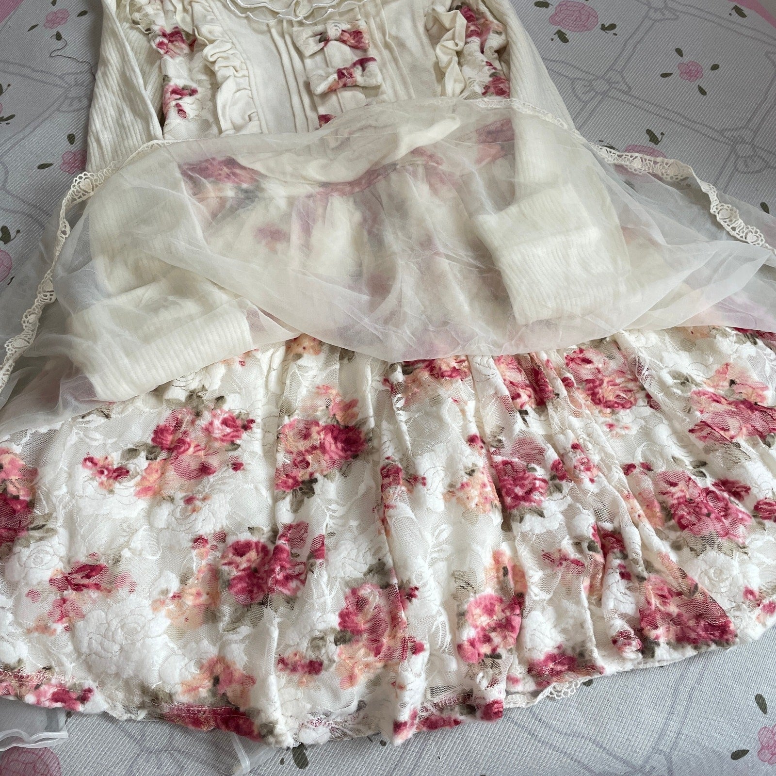 Liz Lisa Floral Tulle Dress Ryousangata Kawaii Long-Sleeve3