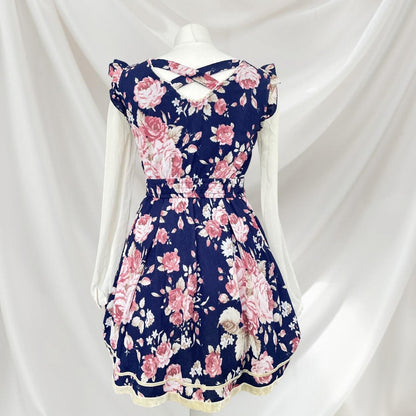 Liz Lisa navy floral ruffled long sleeve dress 1