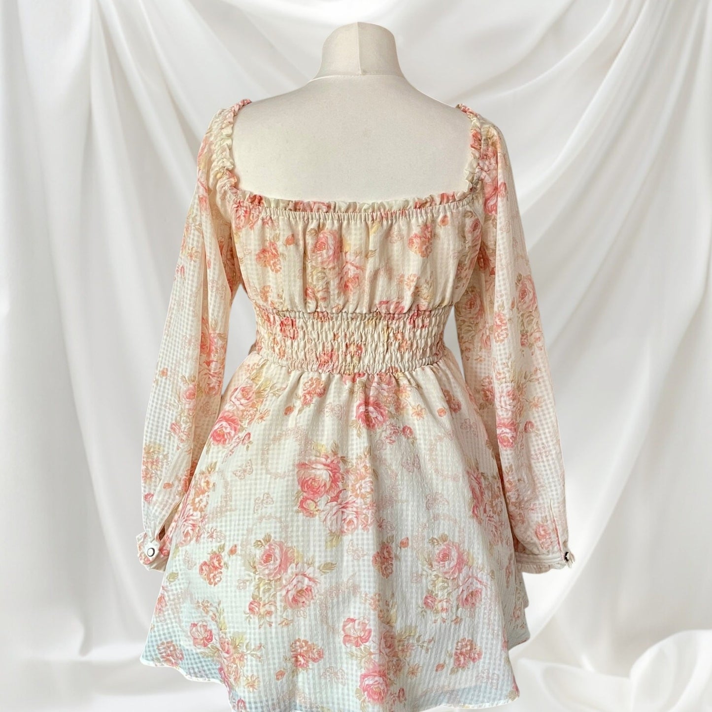 Liz Lisa Pink Rose Floral Corset Dress Lace Up Long Sleeve3
