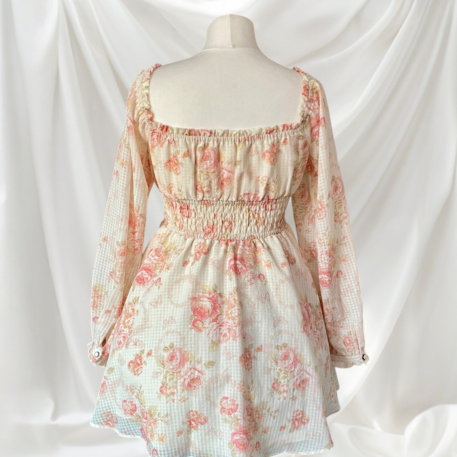 Liz Lisa Pink Rose Floral Corset Dress Lace Up Long Sleeve3