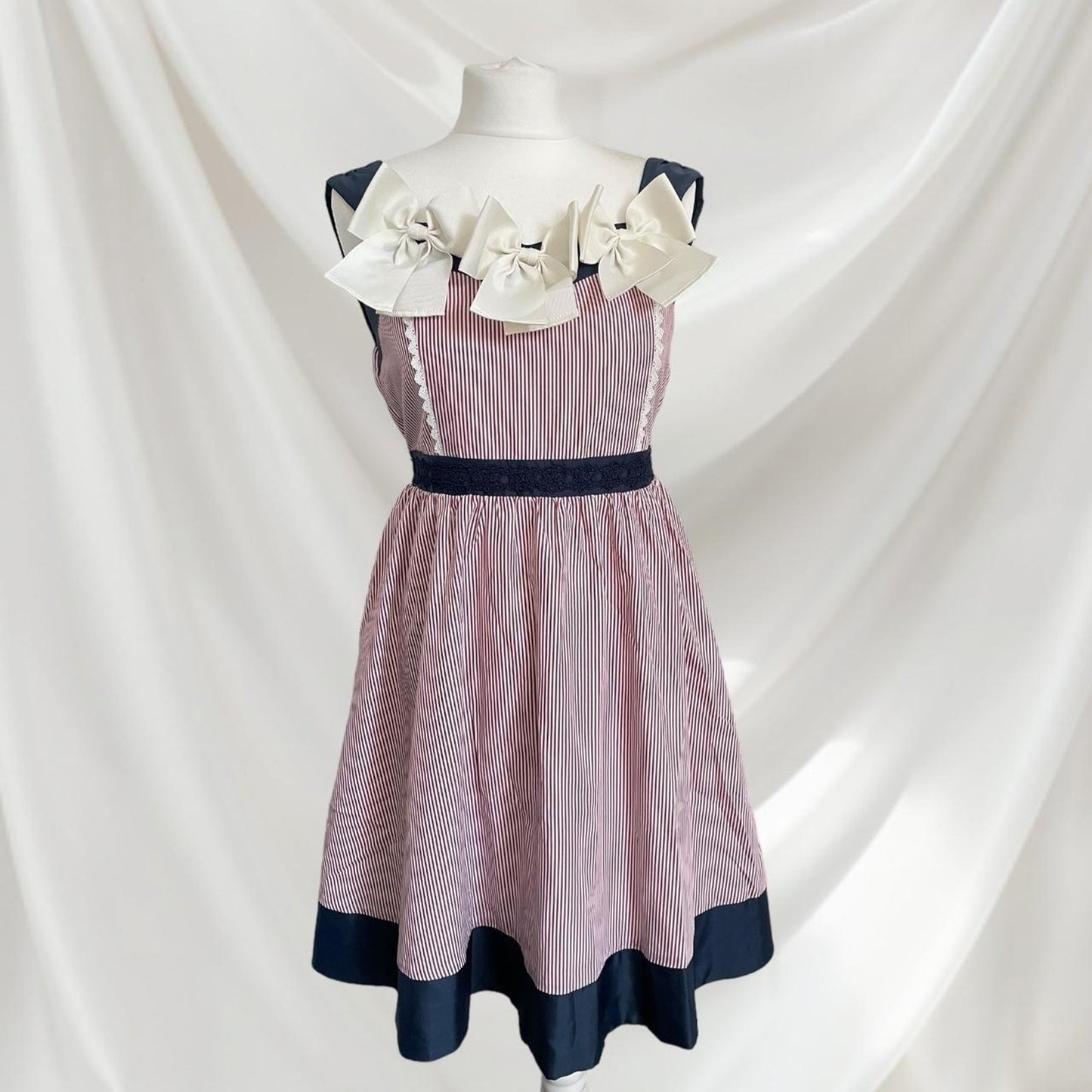 Axes Femme striped dress with statement bows 0