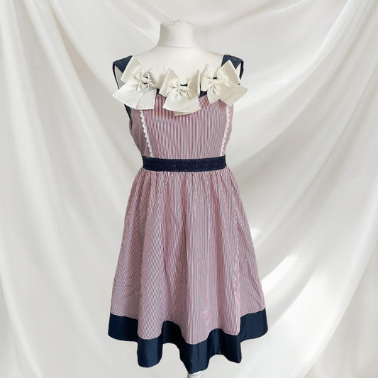 Axes Femme striped dress with statement bows 0