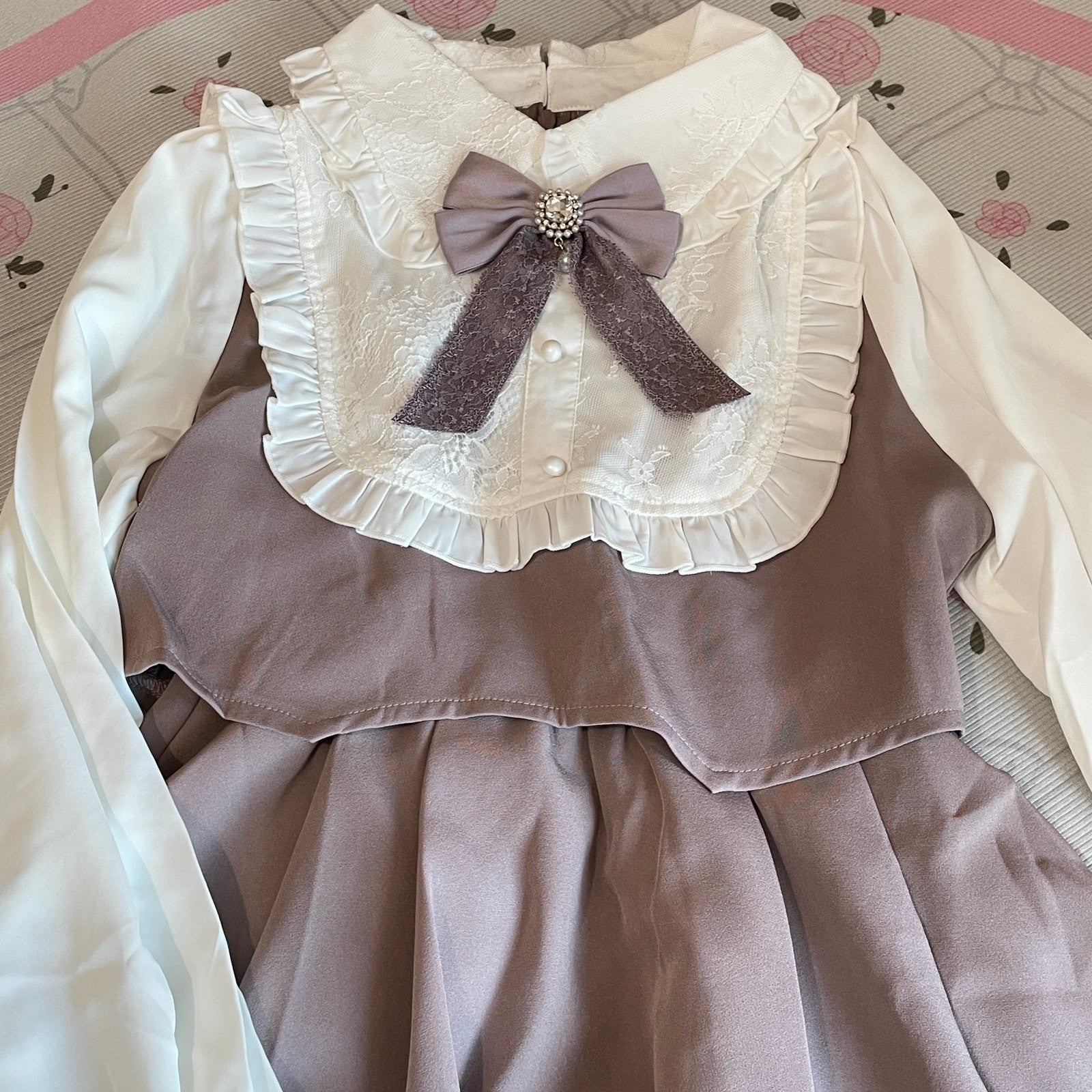 Rojita dress dusty pink with Detachable Bow Jirai Kei One-Piece3