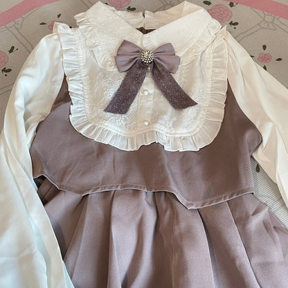 Rojita dress dusty pink with Detachable Bow Jirai Kei One-Piece3
